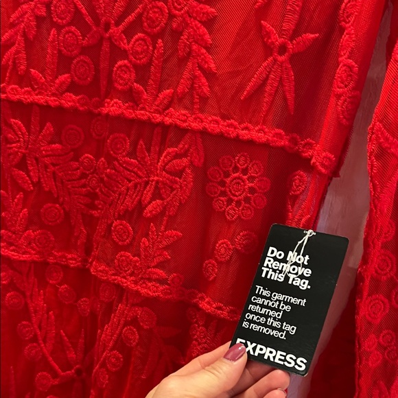 NWT Express Vibrant Red Long Sleeve Dress - Picture 7 of 11